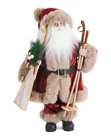 18in Santa Figurine With Skis | Pillows & Decor | Marshalls | Marshalls