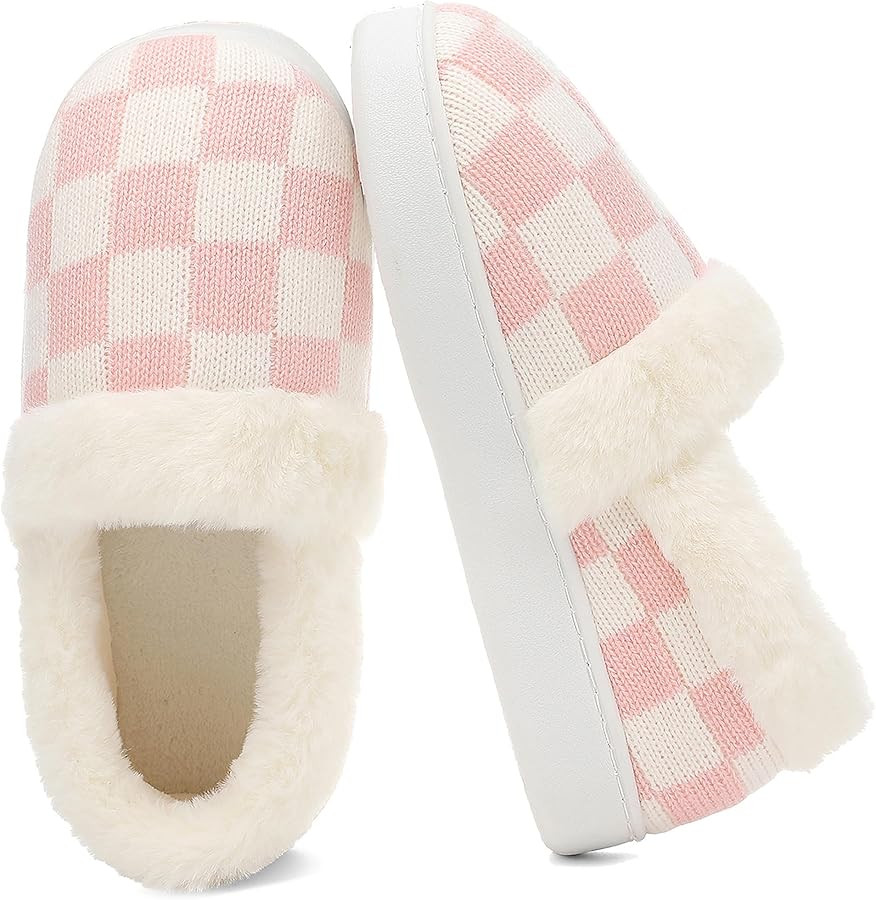 UBFEN Womens Fuzzy House Slippers Warm Bedroom Shoes with Faux Fur Lining Non Slip Memory Foam Sl... | Amazon (US)