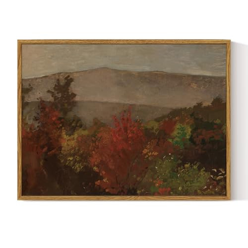 ARPEOTCY Vintage Framed Canvas Wall Art, Autumn Rustic Landscape Art Prints, Vintage Fall Decor for Living Dining Room Cabin Fireplace Thanksgiving, Country Farmhouse Cottage Decor, 12x16 Inch | Amazon (US)