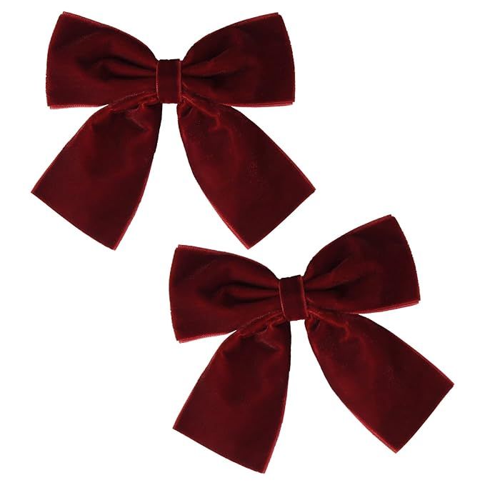 2PCS Velvet Hair Bows Red Hair Ribbon Clips 4" Big Fall Alligator Clips Hair Accessories for Wome... | Amazon (US)