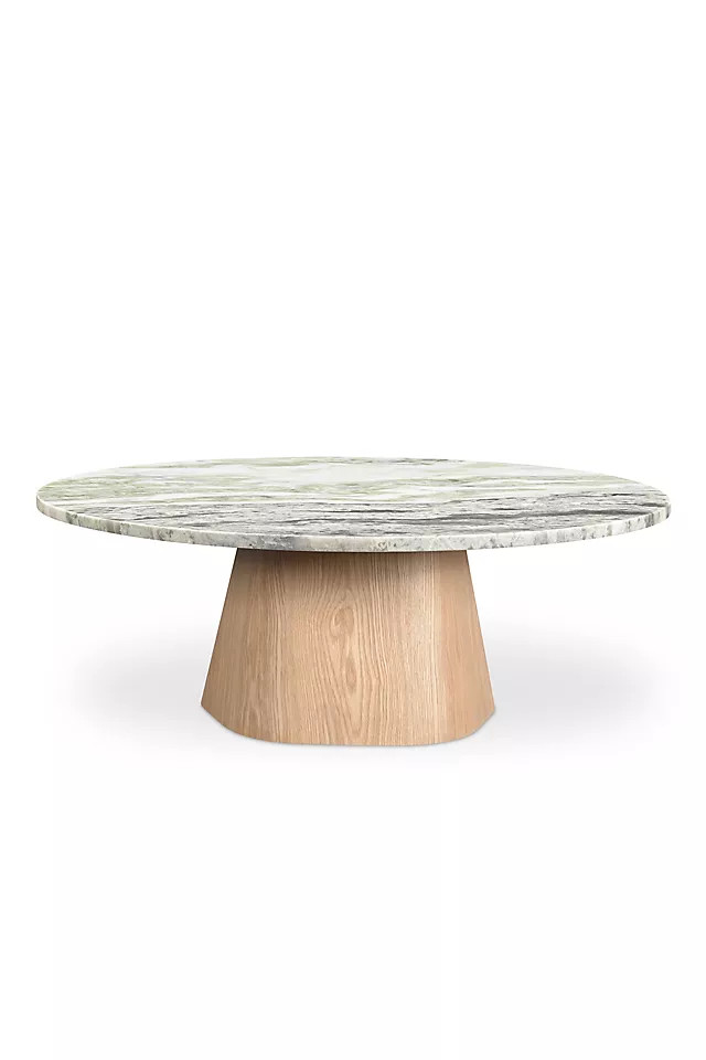 Evelyn Marble-Top Oak Coffee Table | Anthropologie (US)