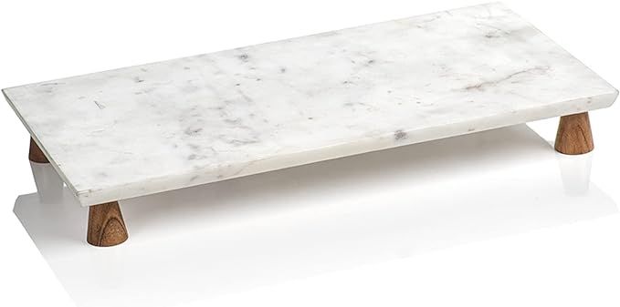 Zodax | Amalfi Footed Cheese and Charcuterie Platter | Calcutta Marble with Wooden Feet | 16.75" ... | Amazon (US)