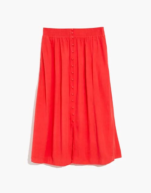 Smocked-Waist Button-Front Midi Skirt | Madewell