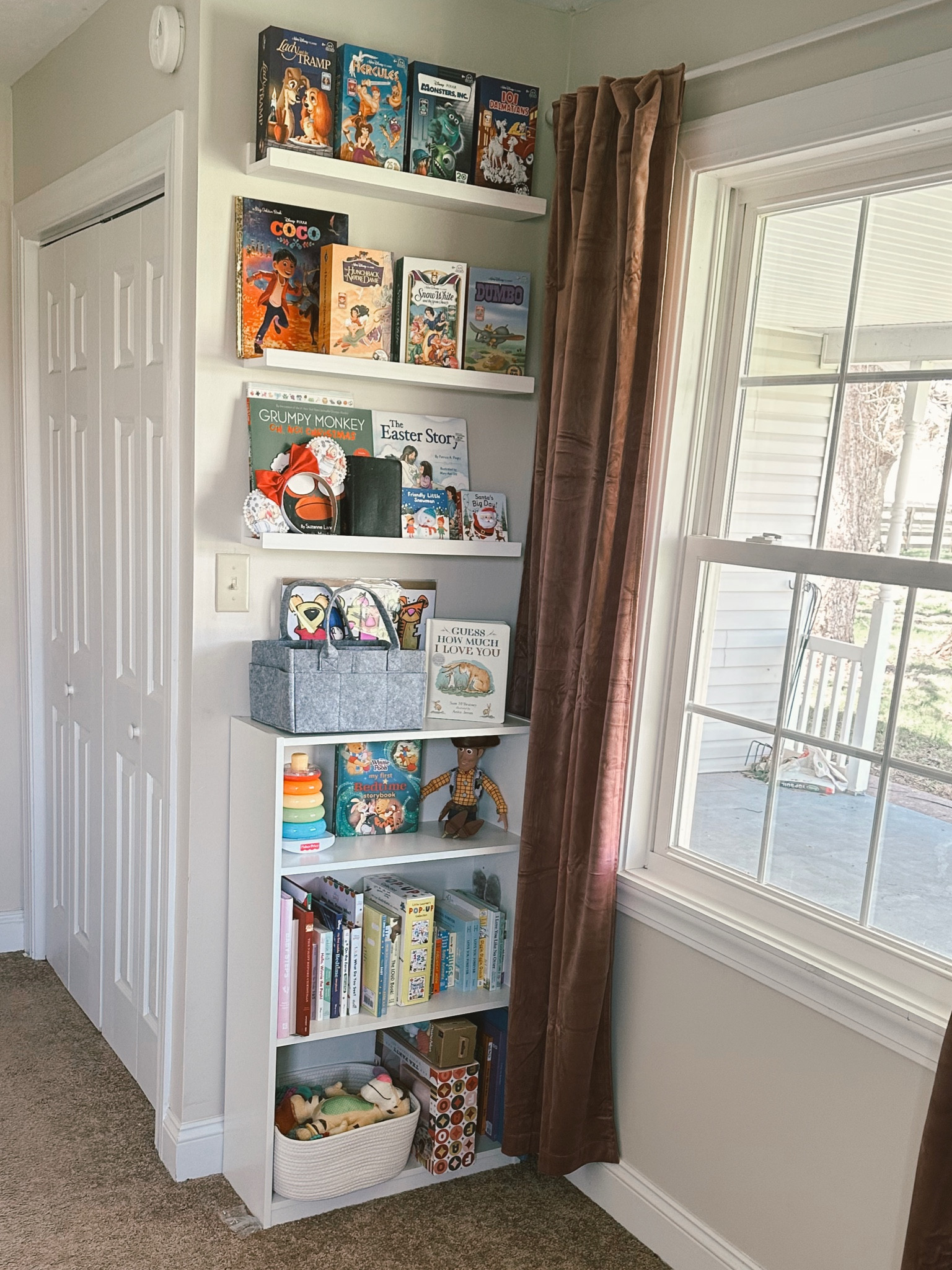 Our toy and book corner 🚀 I LOVE reading to her every night. It's a special thing between me and my girl and we asked for books instead of cards for her baby shower and I'm SO happy we did because now I can share little messages with her in the books from all the people that love her 🥹

#LTKbaby #LTKfamily #LTKunder50