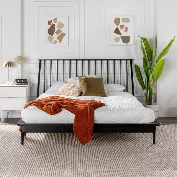 Carson Carrington Blaney Solid Wood Spindle Platform Bed - Walnut - Queen | Bed Bath & Beyond