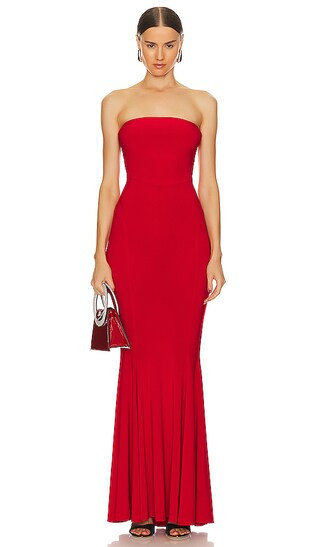 Strapless Fishtail Gown in Red | Revolve Clothing (Global)
