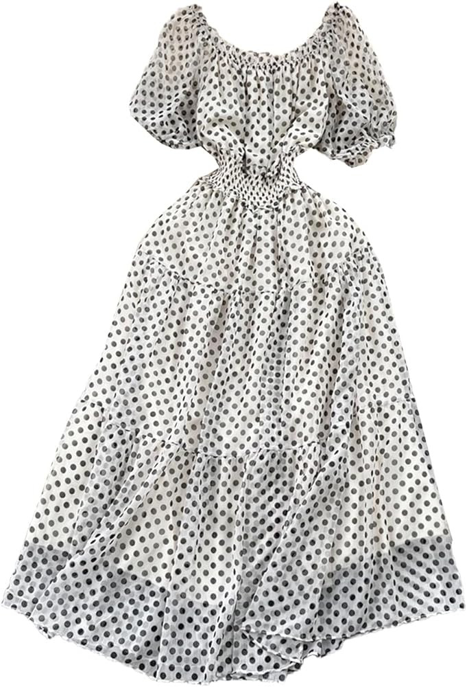 Dvbfufv Women Summer Party Chiffon Long Dress Women Beach Sexy Short Sleeve High Waist A-Line Dre... | Amazon (US)