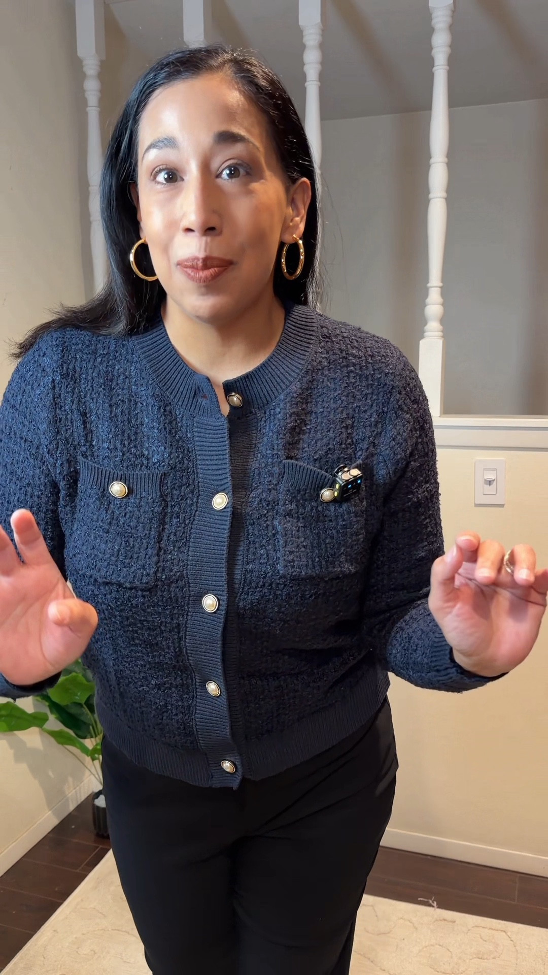 Love this beautiful navy sweater cardigan because it looks so classy with its tweed look and pear details! So great for work! 


#LTKMidsize #LTKOver40 #LTKWorkwear