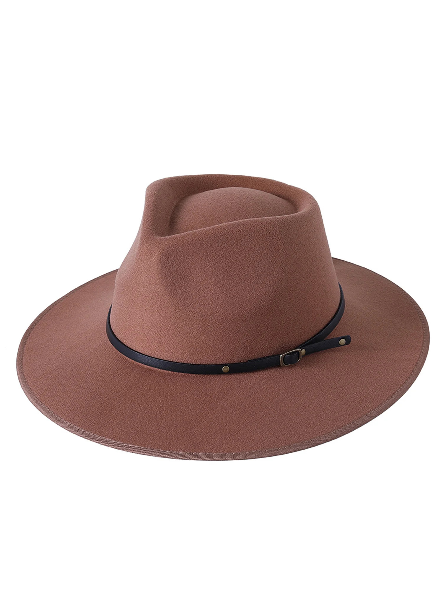 LSFYSZD Women Fashion Hat Retro Felt Panama Hat with Belt Buckle Boho Wool Wide Brim Fedora Hat f... | Walmart (US)