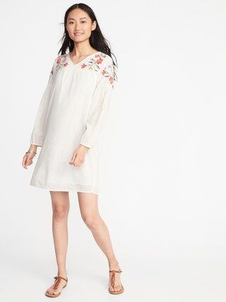 Embroidered-Yoke Shift Dress for Women | Old Navy US