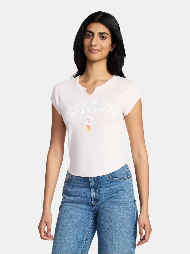 Women's Ice Cream Graphic Tee with Short Sleeves, Sizes XXS-XXL | Walmart (US)
