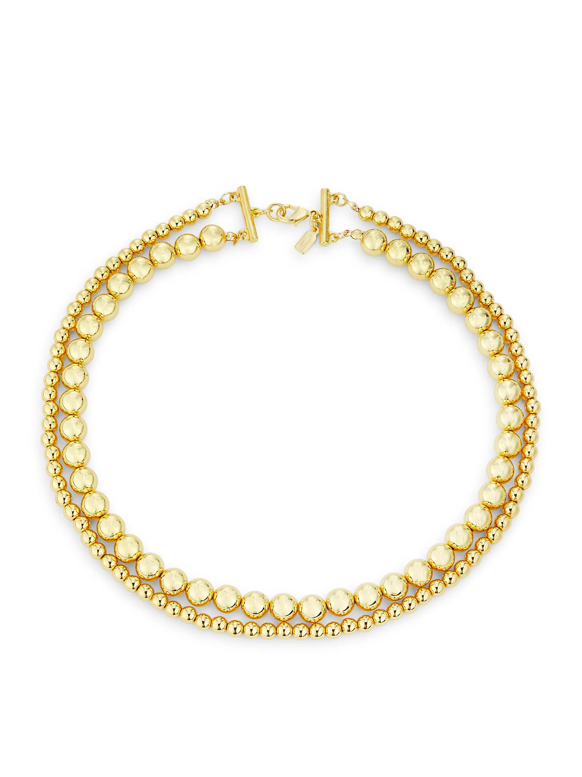 Polished Goldtone Two-Row Beaded Necklace | Saks Fifth Avenue