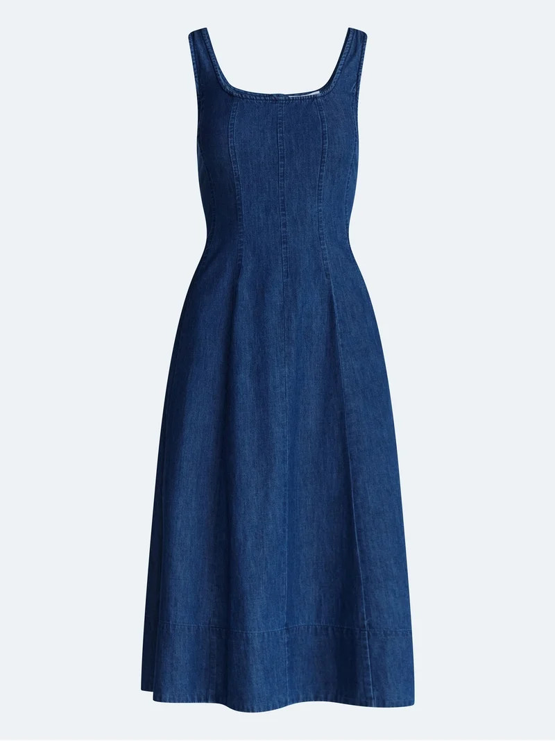 Free Assembly Womans Sleeveless Square Neck Paneled Midi Dress Size-XS-XXL | Walmart (US)