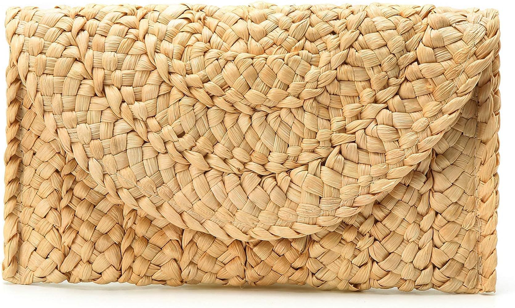 Straw Clutch Bags for Women Straw Purse Summer Beach Bags Envelope Wallet Woven Handbags Envelope... | Amazon (US)