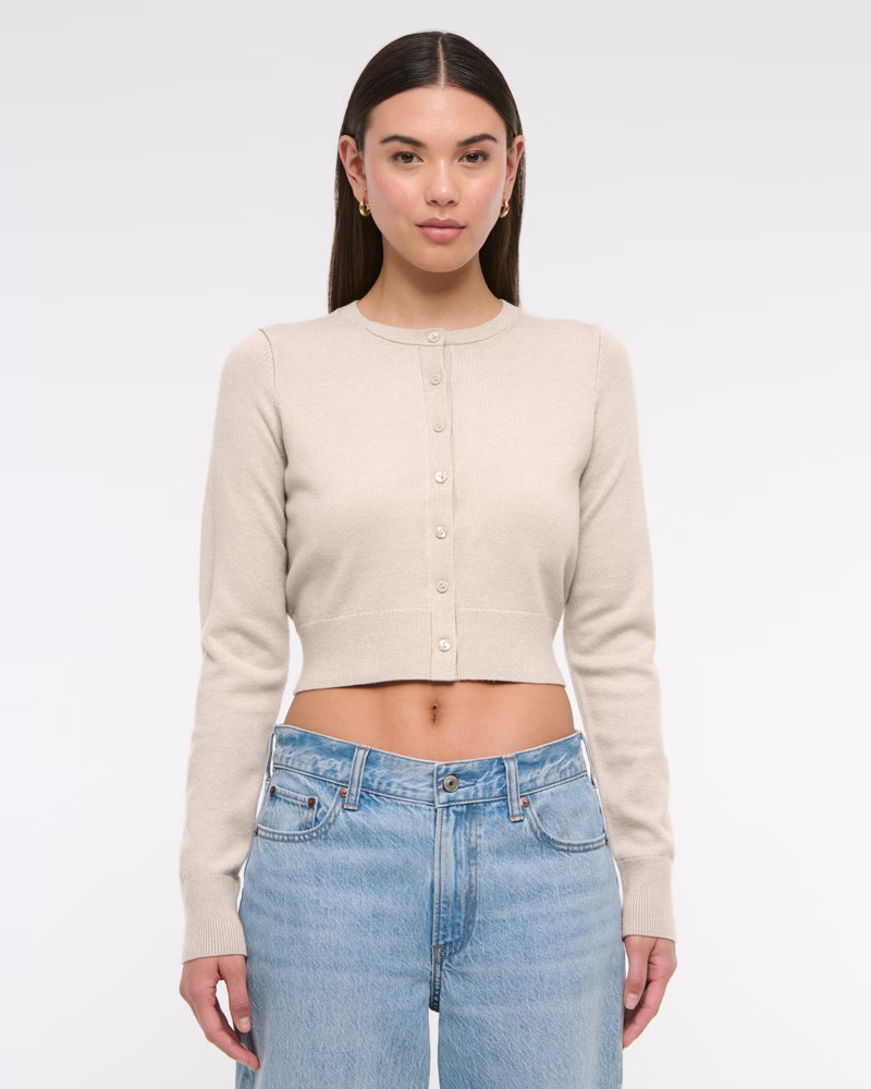 Women's LuxeLoft Shrunken Crew Cardigan | Women's Tops | Abercrombie.com | Abercrombie & Fitch (US)