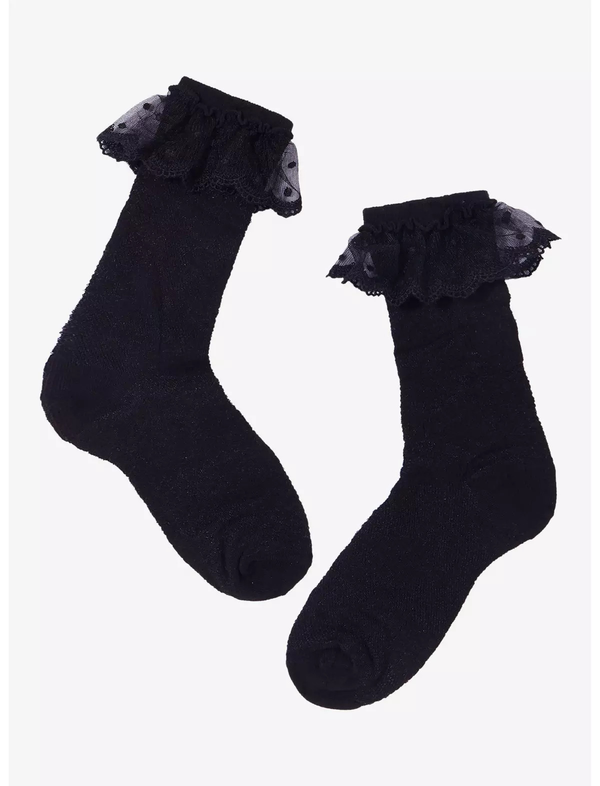 Black Rose Ruffle Crew Socks | Hot Topic