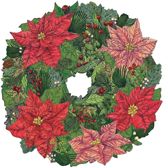 Paper Placemats for Dining Table - Disposable Round Paper Placemats for Christmas - Poinsettia 12... | Amazon (US)