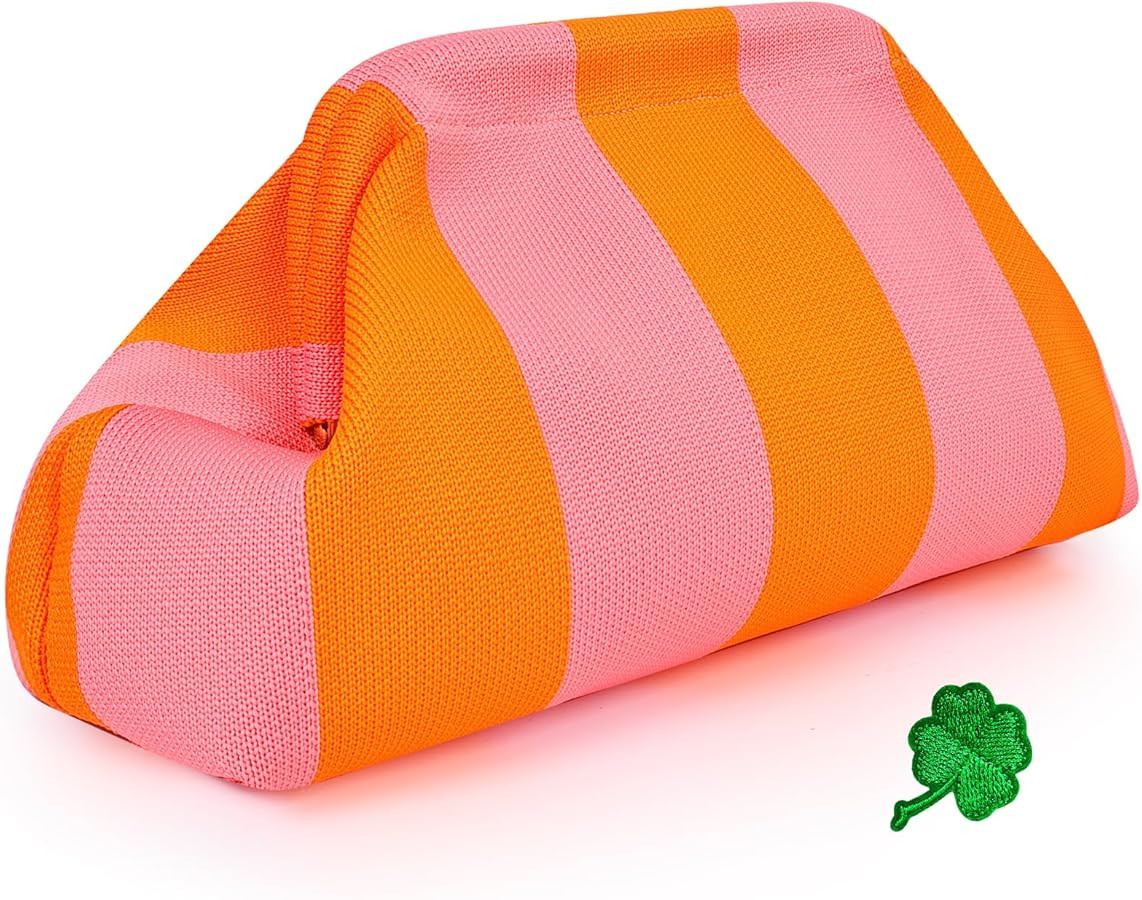 Woven Clutch Purses for Women, Summer Beach Crochet Striped Dumpling Bag Evening Handbag | Amazon (US)