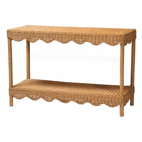 Oteria Scalloped Natural Rattan Console Table, Light Honey | Amazon (US)