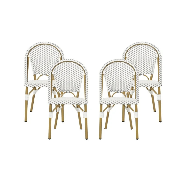 Christopher Knight Home Elize Outdoor French Bistro Chairs (Set of 4) by  Gray + White + Bamboo P... | Walmart (US)