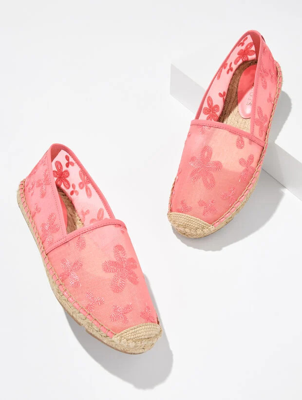 Izzy Embroidered Mesh Espadrille Flats | Talbots