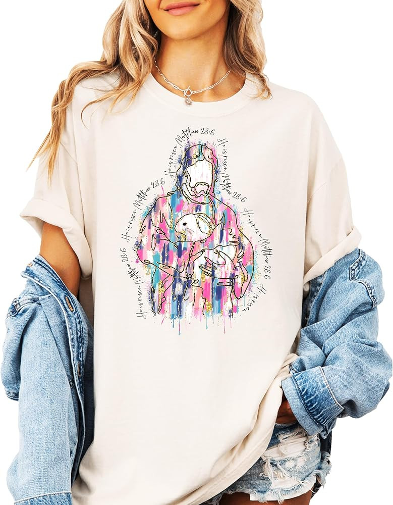He is Risen Graphic Shirt for Women and Teens Christian Bible Verse Easter Tee | Amazon (US)