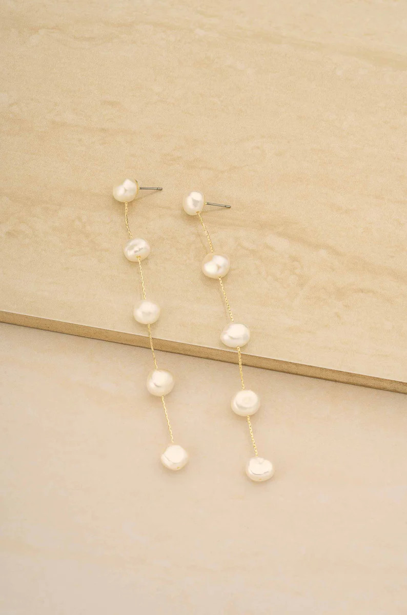 Dripping Pearl Delicate Drop Earrings | Ettika