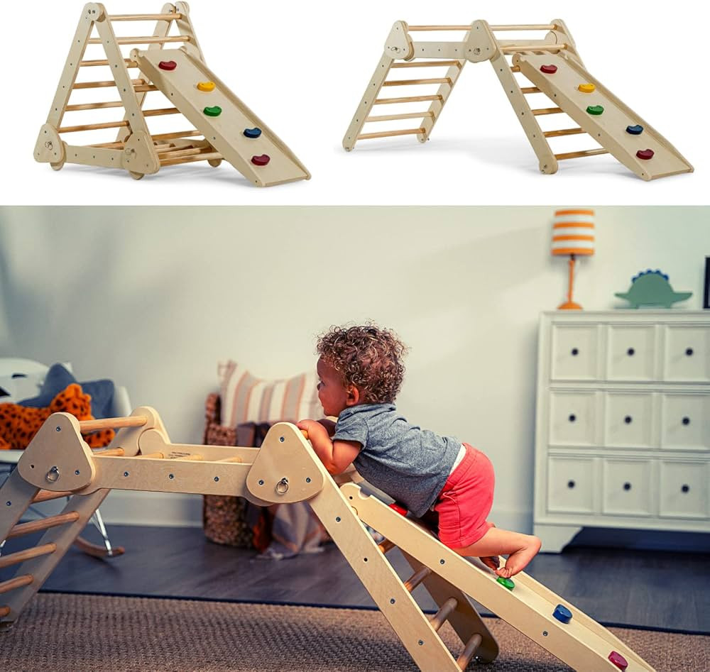 Avenlur Vicus 4 in 1 Montessori Climbing Set - Wooden Climbing Gym - Triangle Ladder, Rock Climbi... | Amazon (US)