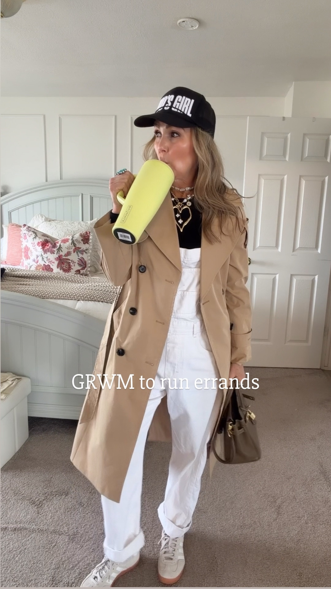 White free people overalls, wearing size M.
Black long sleeve tee
Gazelle sneakers
Gold jewelry
Beige trenchcoat, wearing size S
Gods Girl trucker hat

#SpringOutfit #WomenOver50

#LTKdayinmylife #LTKOver40 #LTKgrwm