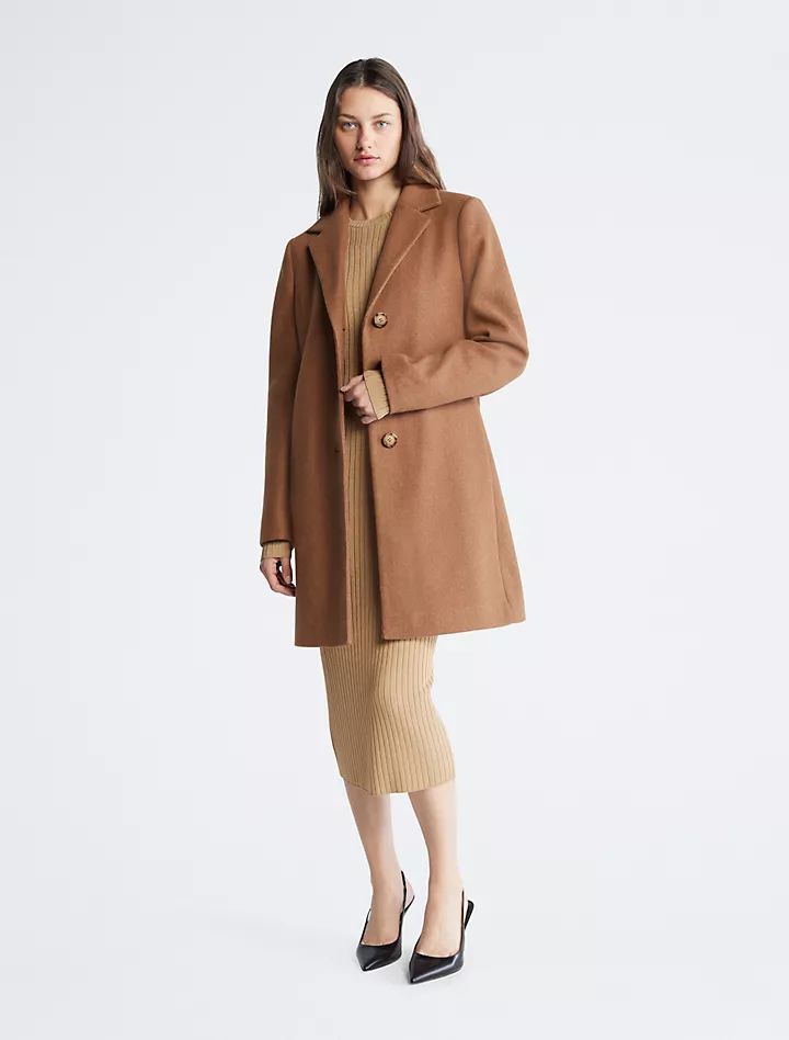 Notch Collar Single Breasted Overcoat | Calvin Klein | Calvin Klein (US)