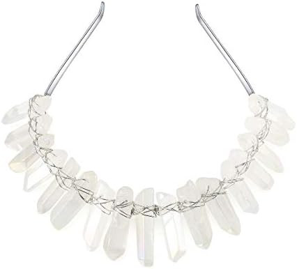 Liisea Raw Crystal Quartz Crown Headband for Woman Wedding and Party Rainbow Moon Mystic Rhinesto... | Amazon (US)