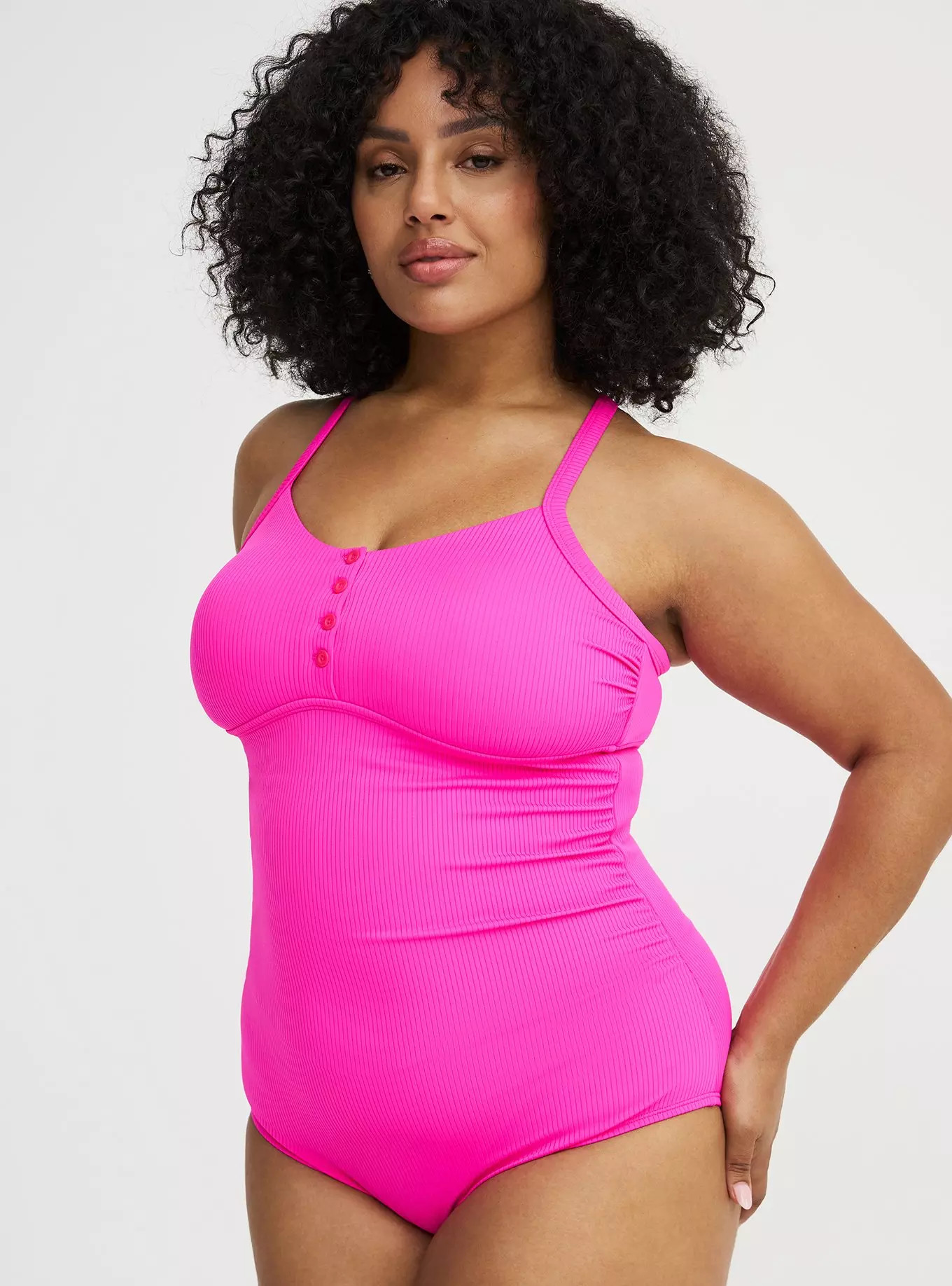 Wire-Free Button-Up One Piece Swimsuit | Torrid (US & Canada)