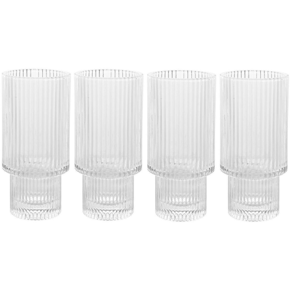 American Atelier Vintage Art Deco 11 oz. Fluted Drinking Glasses 4-Piece, Unique Cups for Wedding... | Target