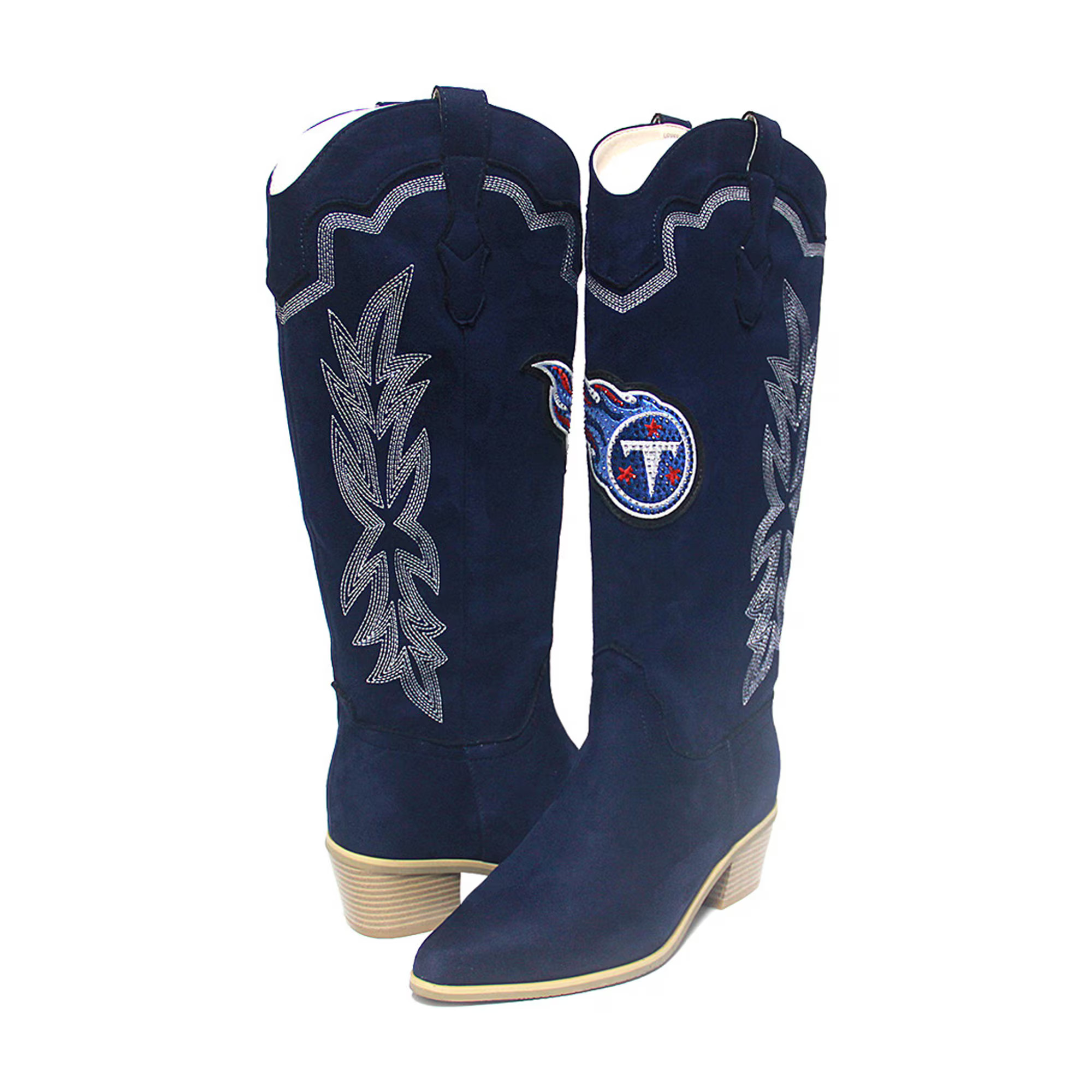 Tennessee Titans Cuce Women's Rhinestone Faux Suede Cowboy Boots - Navy | Fanatics