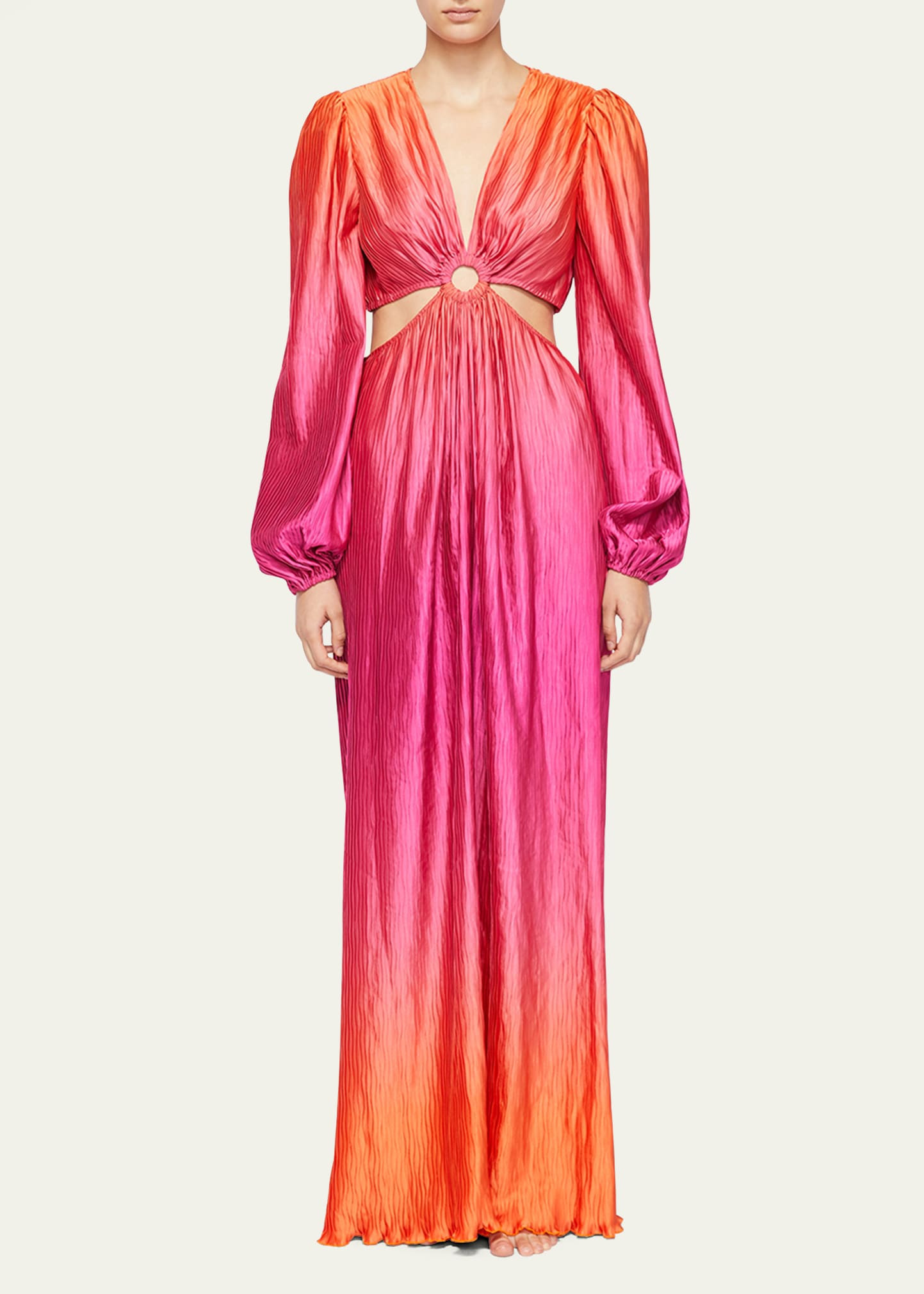 SIMKHAI Jaelyn Ombre Plisse Cutout Maxi Dress | Bergdorf Goodman