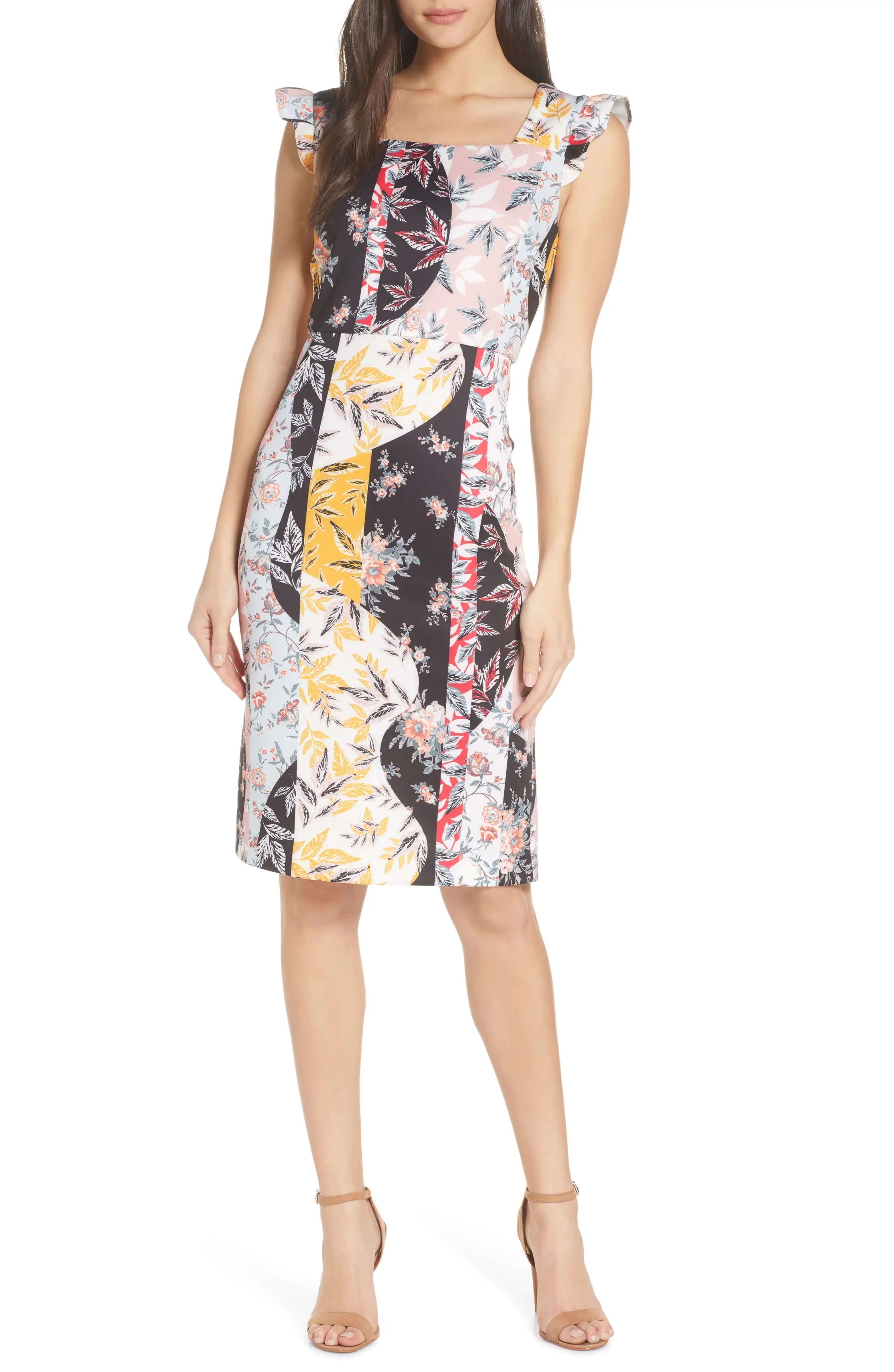 Floral Print Scuba Sheath Dress | Nordstrom