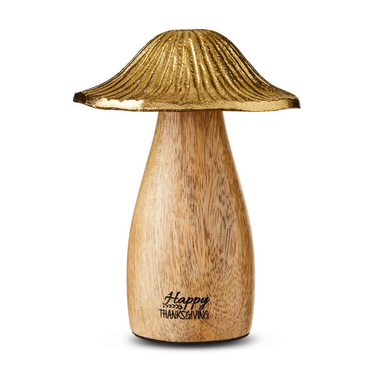 Metal & Wood Mushroom Tabletop Decor, Brown & Gold, 5.75", Harvest by Way To Celebrate | Walmart (US)