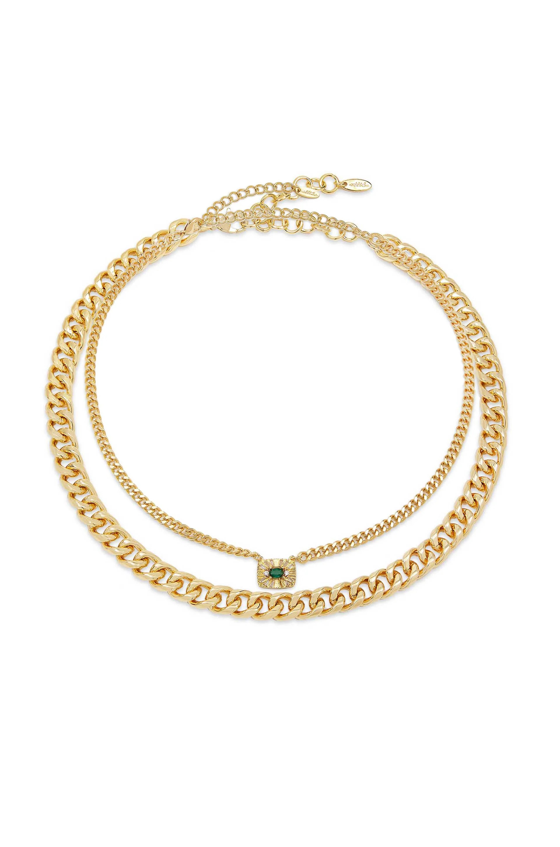 Emerald Green Crystal Pendant Necklace Set | Ettika