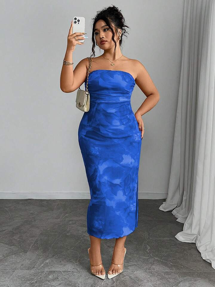 Celure Tie-Dye High Slit Tube Bodycon Dress | SHEIN