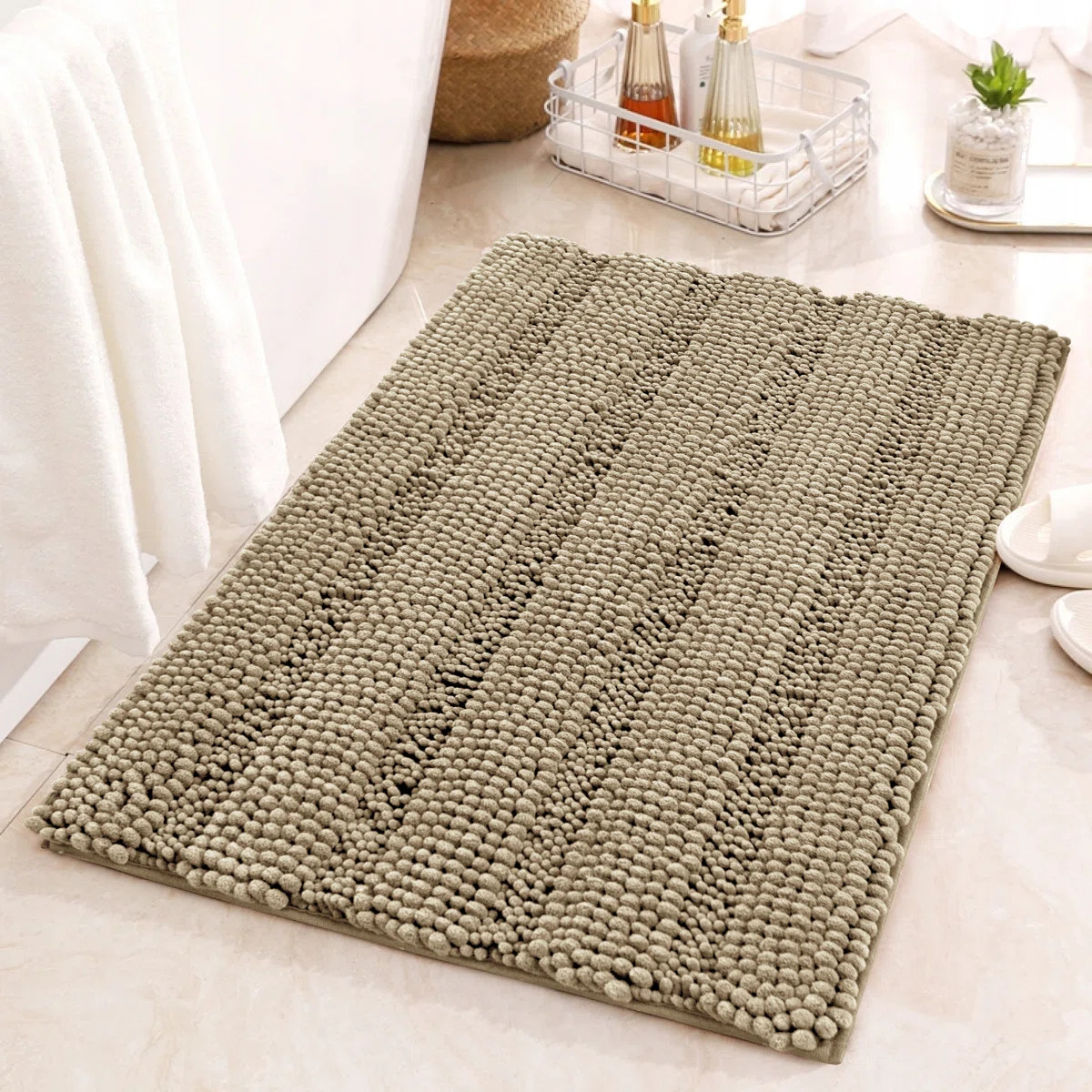 Chenault Soft Chenille Bathroom Rugs,Absorbent Microfiber Non-Slip Backing Rectangle Bath Mat,Qui... | Wayfair North America