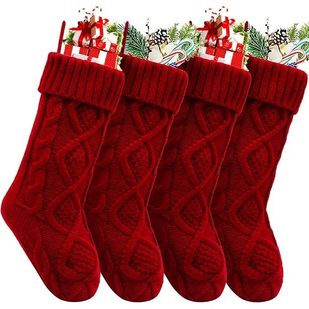 Swtroom Christmas Stockings, 4 Pack Personalized Christmas Stocking 18 Inches Large Cable Knitted... | Walmart (US)