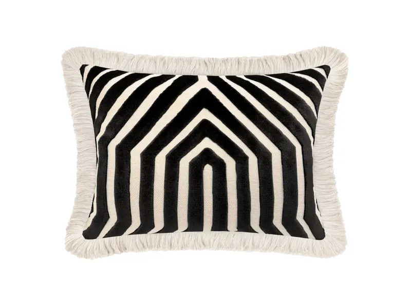 The Mini : Vanderbilt // Noir + Fringe | designer fabric | cut velvet | black throw pillow | | Etsy (Global)