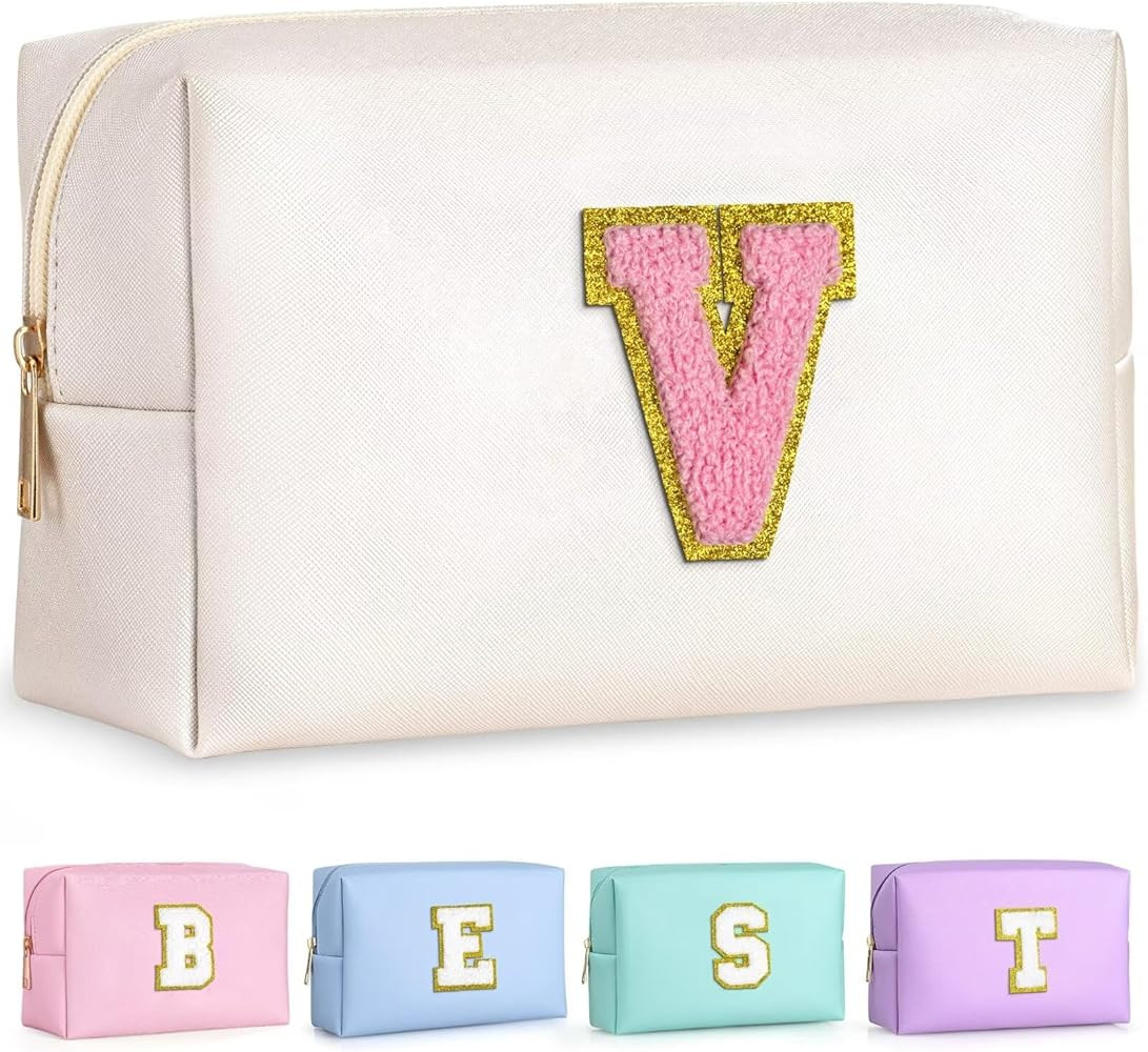 TOPEAST Initial Makeup Bags for Women, Personalized Portable Cosmetic Bag for Travel, Cute Makeup... | Amazon (US)