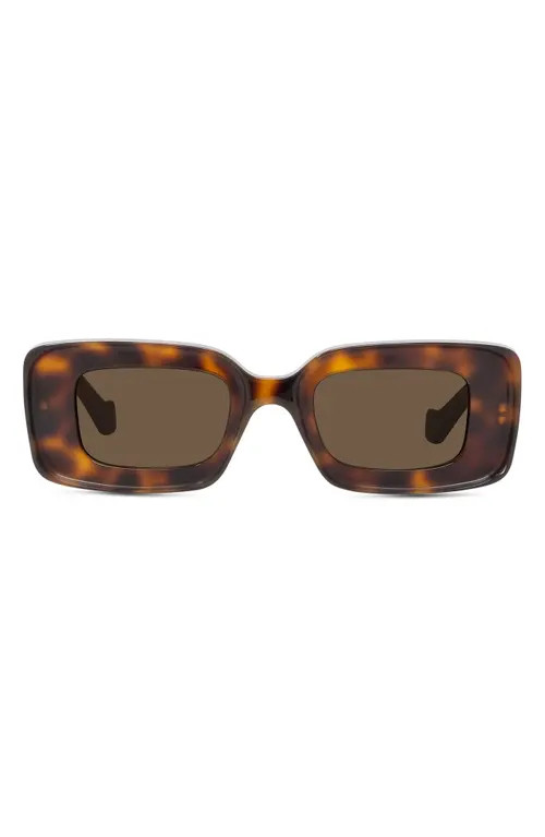 Loewe Chunky Anagram 46mm Rectangular Sunglasses in Dark Havana /Brown at Nordstrom | Nordstrom