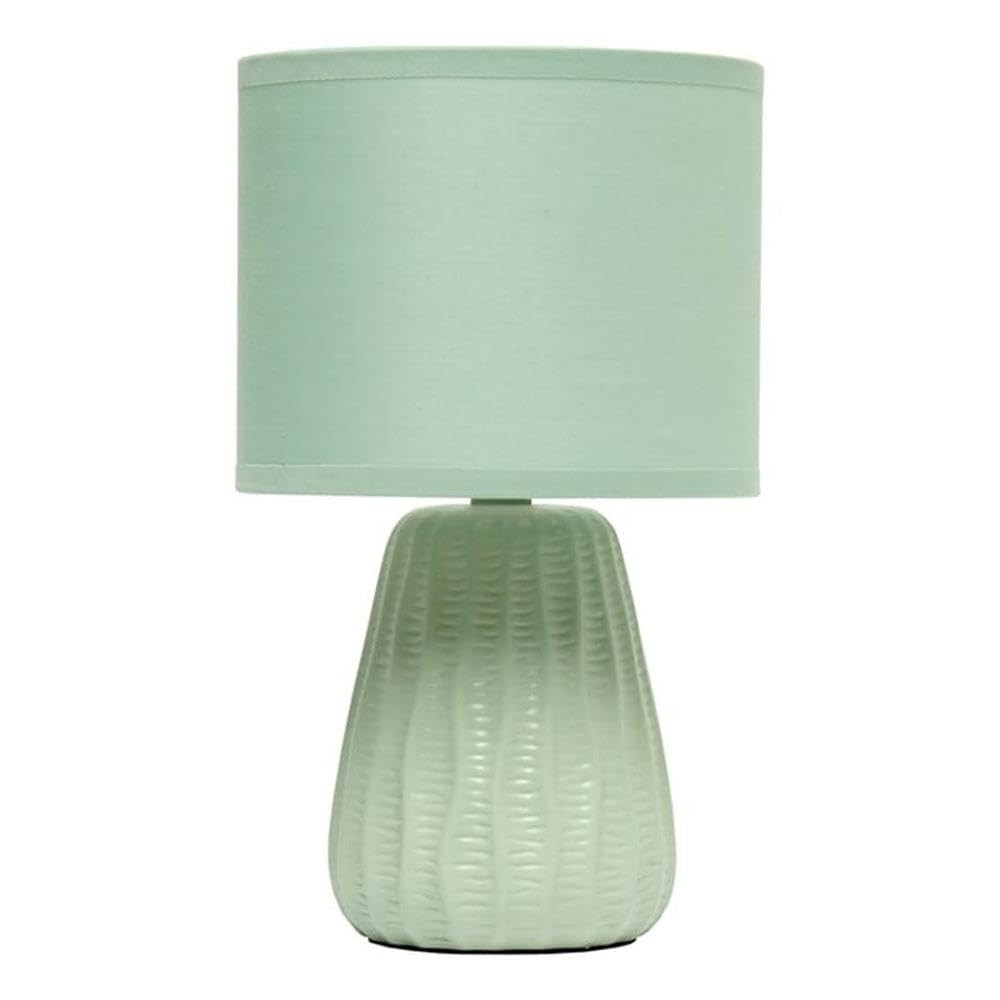 Simple Designs LT1138-SGE 11.02" Traditional Mini Modern Ceramic Texture Pastel Accent Bedside Table Desk Lamp w Matching Fabric Shade for Decor,Bedroom, Nightstand, Living Room, Entryway, Sage Green | Amazon (US)