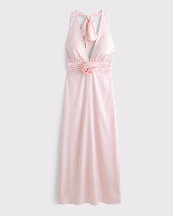 Rosette Halter Midi Dress | Abercrombie & Fitch (US)