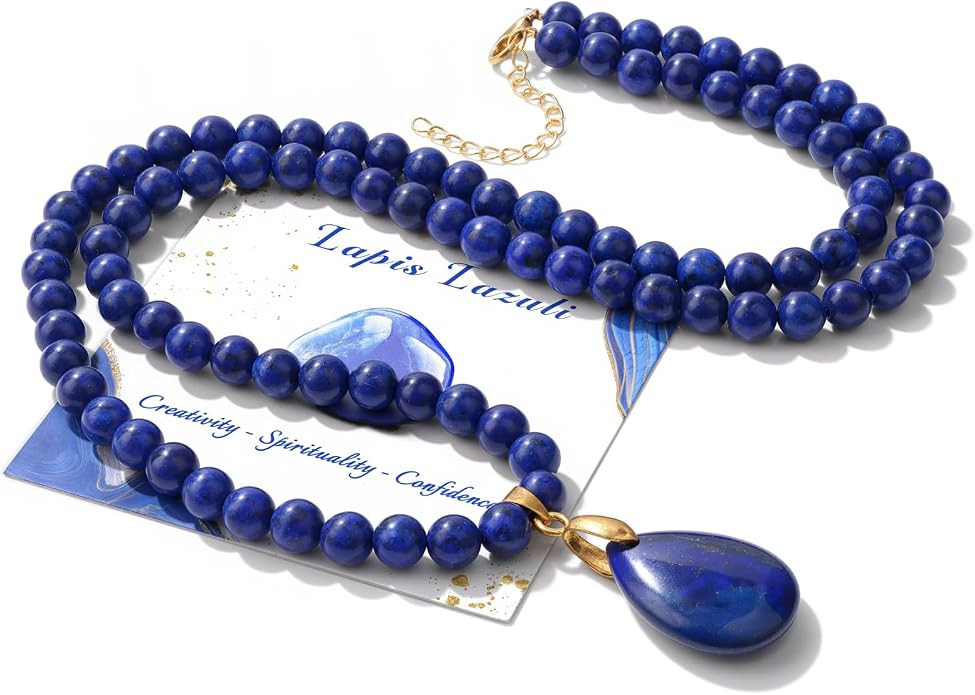Healing Crystal Necklaces for Women Trendy Natural Stone Beaded Long Pendant Necklaces for Womens... | Amazon (US)