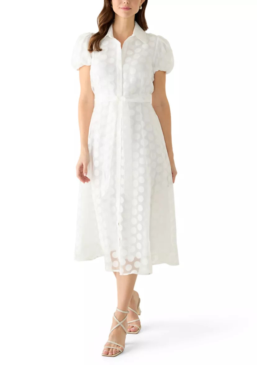 Women's Puff Sleeve Dot Midi Dress | Belk