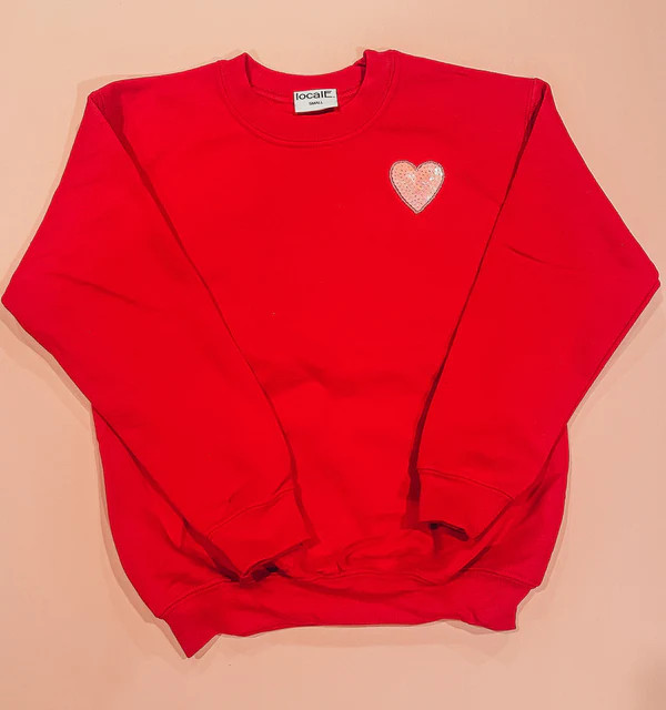 Kids Red Sequin Heart Sweatshirt | localE.