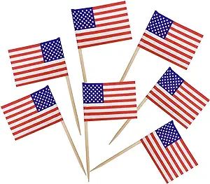 BLUE TOP 100 Pcs USA American Flag Toothpick Flags,Small Toothpick Mini Stick Cupcake Toppers Wor... | Amazon (US)